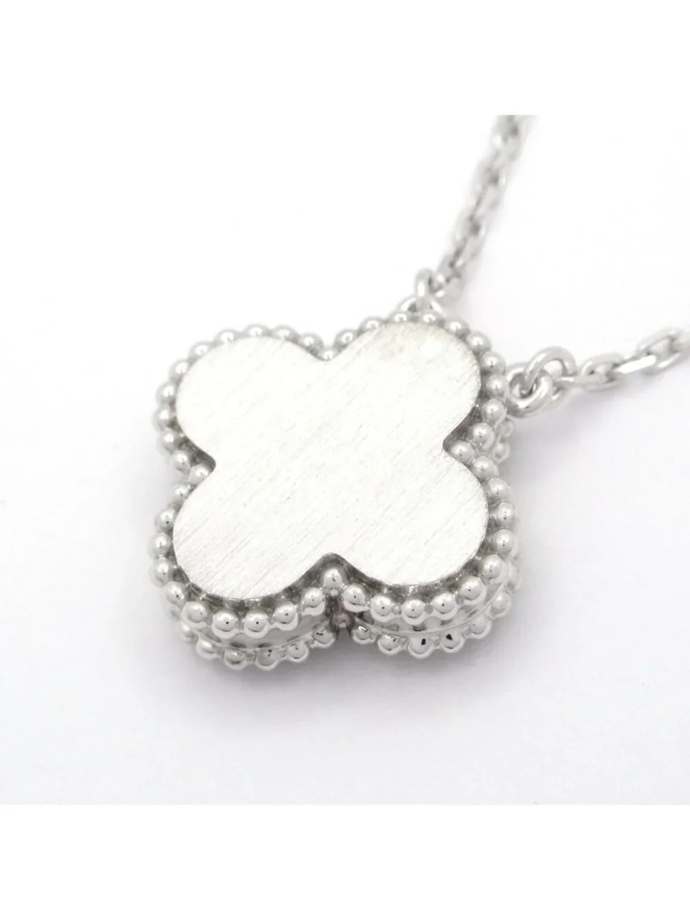 Van Cleef & Arpels Necklace Vintage Alhambra 18k White Gold Diamond Holiday